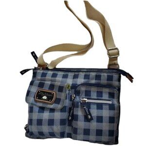 Lily Bloom Crossbody Bag Shoulder Handbag Satchel Purse Blue PLAID WOMENS WOMANS